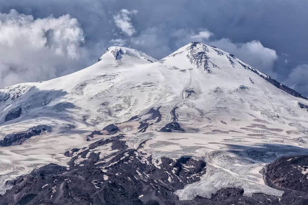 Mount Elbrus dormant volcano in the Caucasus Mountains